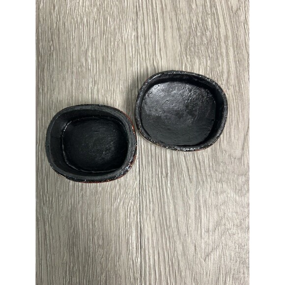 Vintage Paper Mache Black Lacquer Box Hand Painted Deer Trinket Jewelry Stash - Picture 8 of 10